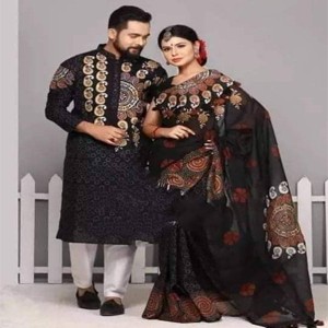 Dhupian Saree + Punjabi(Couple set)