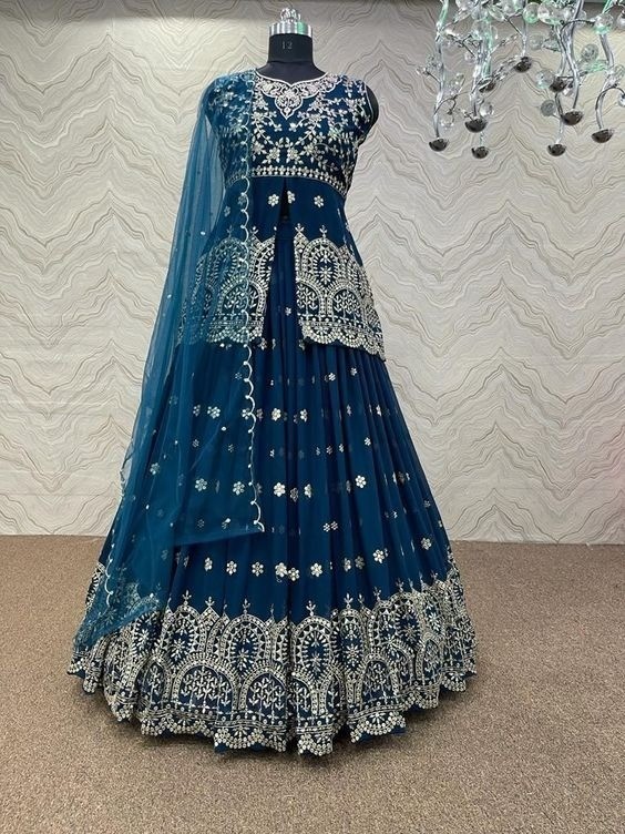 Ready Made Georgette Embroidery Party Dress (Replica)